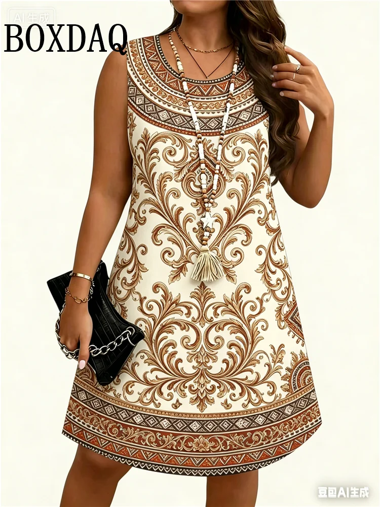 Vintage Ethnic Style Pattern Print Women's Dress Plus Size Summer Clothing 2026 New Fashioin Casual Sleeveless Loose Tank Dress
Vintage Ethnic Style Pattern Print Women's Dress Plus Size Summer Clothing 2026 New Fashioin Casual Sleeveless Loose Tank Dress
