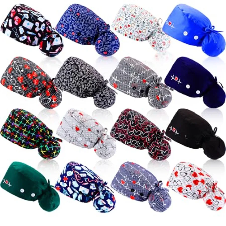 16 Pcs Nurse Scrub Caps Working Nursing Hats with Buttons Adjustable Tie Back Nurse Cap Sweatband Ponytail Holder Bonnet Elasti
16 Pcs Nurse Scrub Caps Working Nursing Hats with Buttons Adjustable Tie Back Nurse Cap Sweatband Ponytail Holder Bonnet Elasti