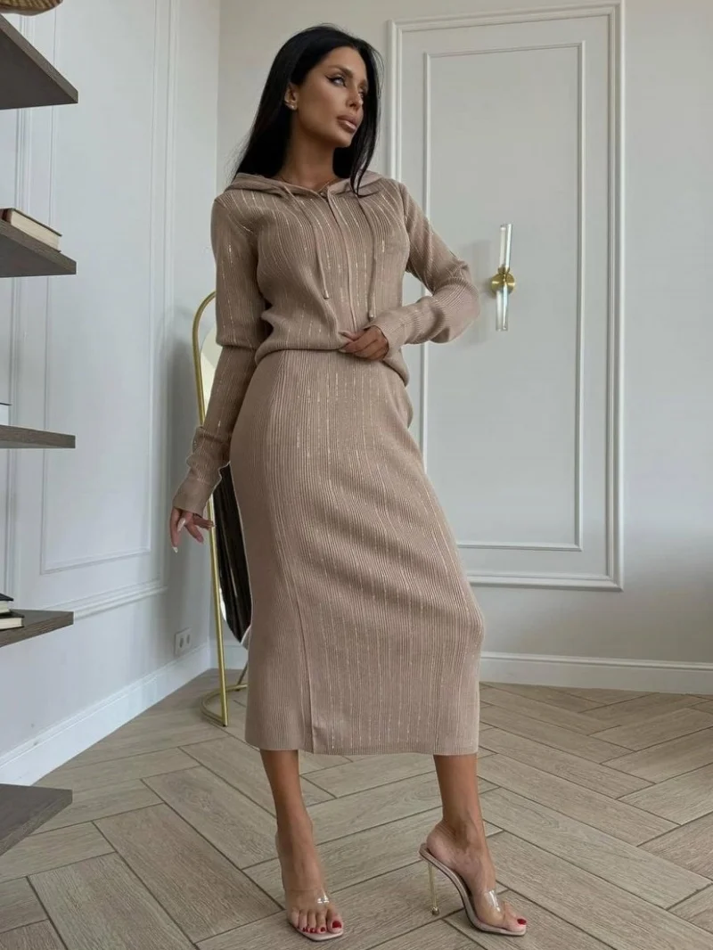 Elegant Diamonds Knitted 2 Piece Sets Women Outfit Spring Clothing Women 2026 Zip Hooded Top Long Skirt Suit Knitting Dress Sets
Elegant Diamonds Knitted 2 Piece Sets Women Outfit Spring Clothing Women 2026 Zip Hooded Top Long Skirt Suit Knitting Dress Sets