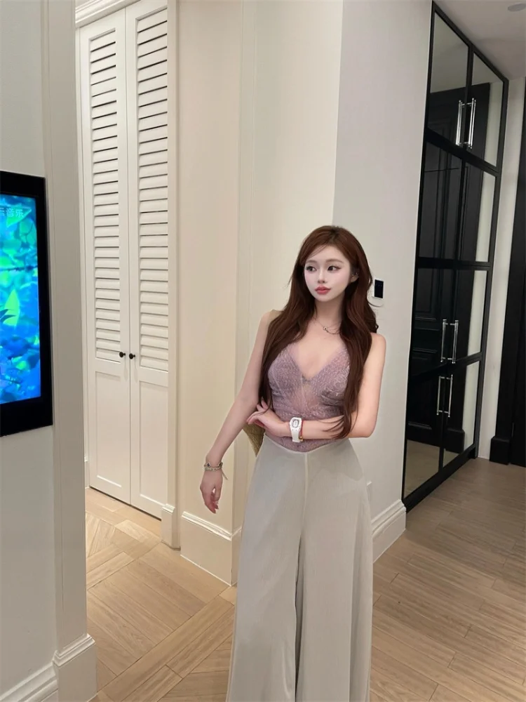 Ele Lace Svel Top Women's Faionable See-tough Beautiful Small One-piece Clothes ort Sle Pure Color
Ele Lace Svel Top Women's Faionable See-tough Beautiful Small One-piece Clothes ort Sle Pure Color