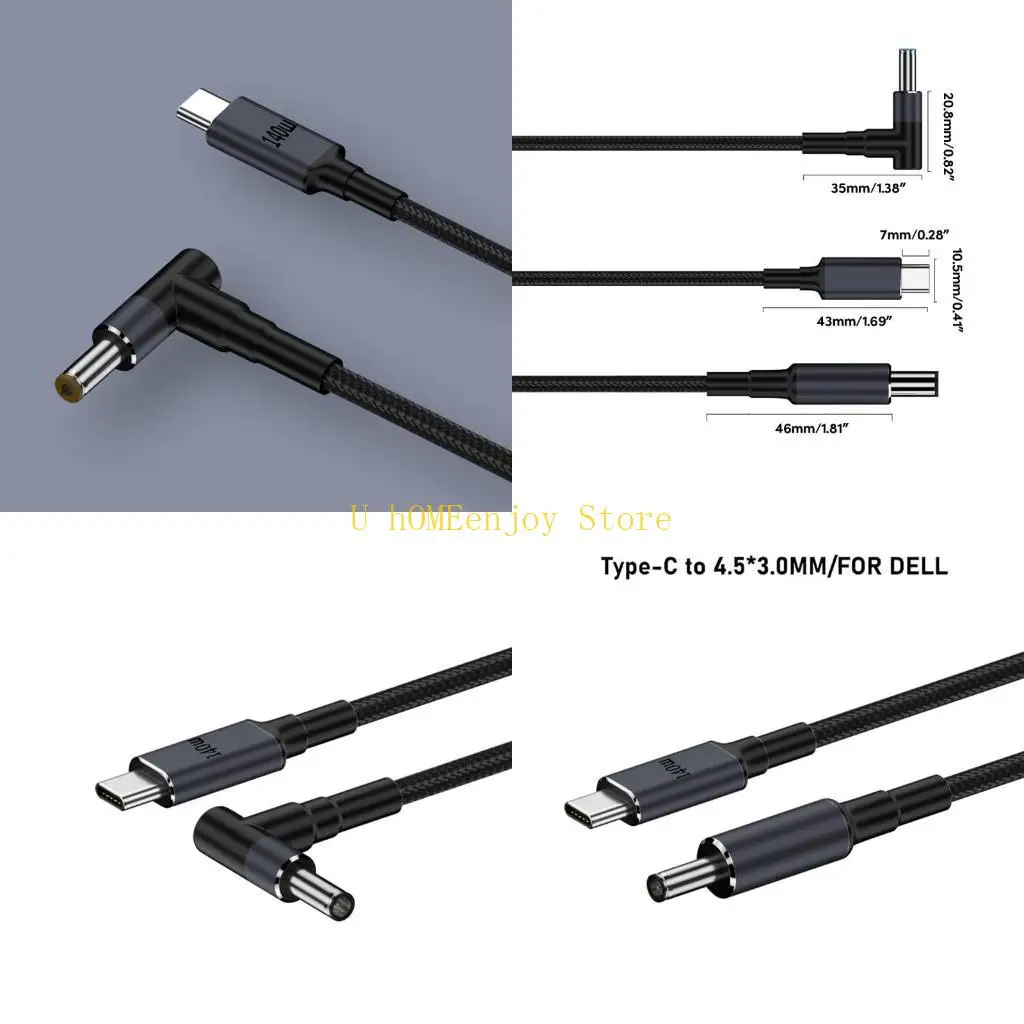 B0KF 140W Type C to DC5.5x2.5mm 5.5x2.1mm 4.5x3.0mm 6.0x3.7mm 7.4x5.0mm Power Cable
B0KF 140W Type C to DC5.5x2.5mm 5.5x2.1mm 4.5x3.0mm 6.0x3.7mm 7.4x5.0mm Power Cable