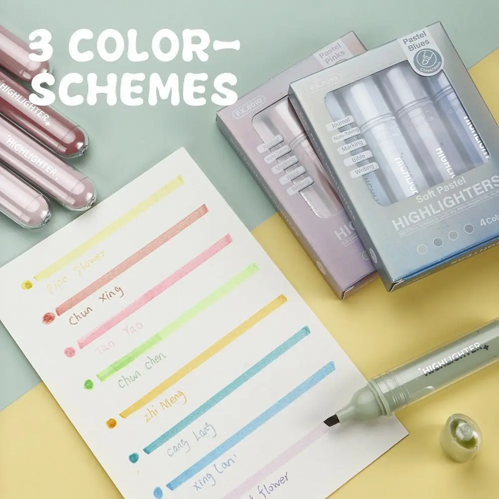 4pcs/Set Note Taking Pastel Color Highlighters Quick-drying Smooth Marker Pen Fluorescent Pen Gift
4pcs/Set Note Taking Pastel Color Highlighters Quick-drying Smooth Marker Pen Fluorescent Pen Gift