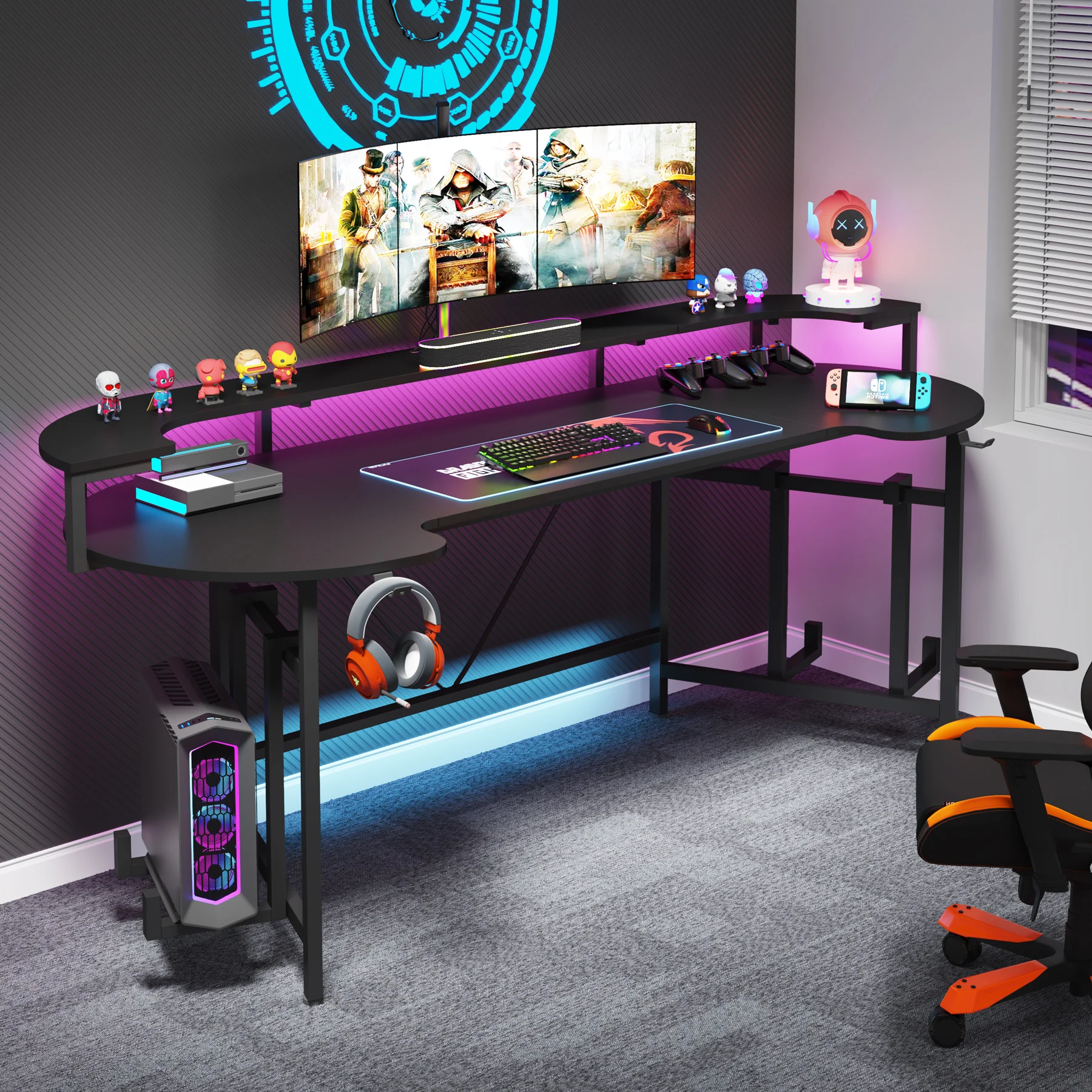 New Design Hot Selling Computer Desk Computer PC Workstation Gaming Desk Table With LED Strips
New Design Hot Selling Computer Desk Computer PC Workstation Gaming Desk Table With LED Strips