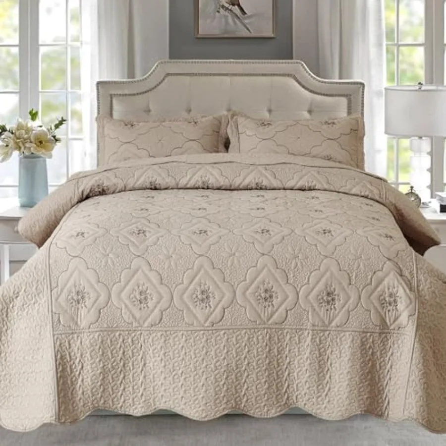 Floral Embroidery Quilt Set3 Pieces Queen Quilt Bedding Set Classic Diamond Pattern Quilts Ultra Soft Lightweight Reversible Be
Floral Embroidery Quilt Set3 Pieces Queen Quilt Bedding Set Classic Diamond Pattern Quilts Ultra Soft Lightweight Reversible Be