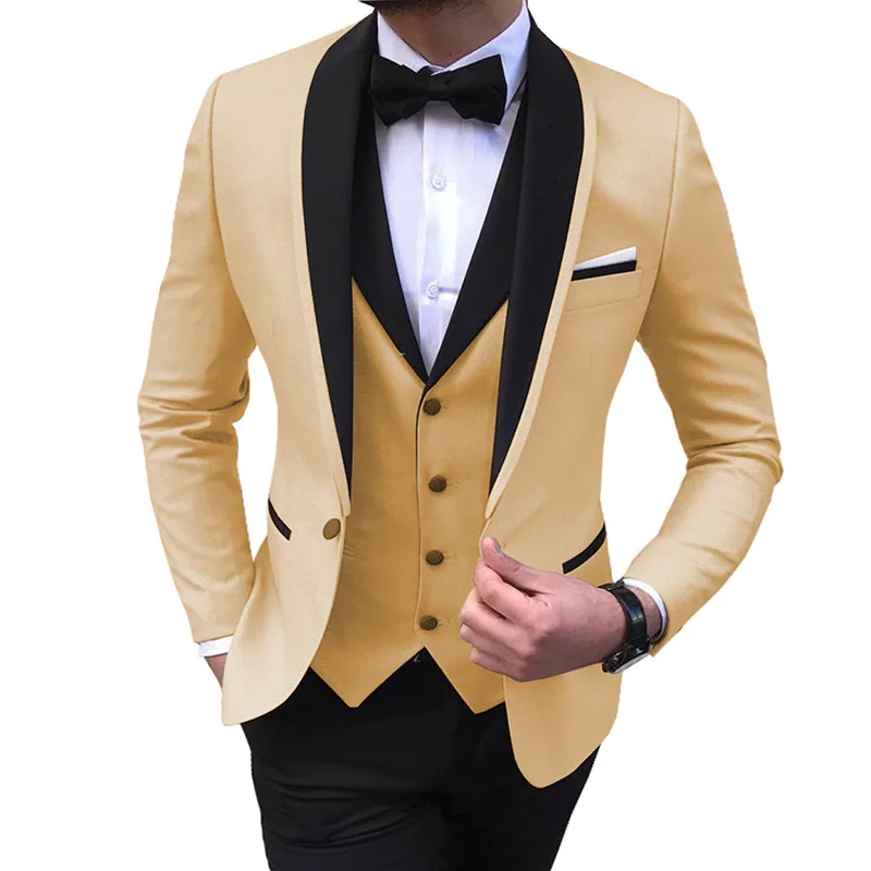 Men's Suit 3 Pieces Slim With Black Lapel Universal Daily Casual Split Suitable For Wedding Banquet Set Jacket Vest With Pants
Men's Suit 3 Pieces Slim With Black Lapel Universal Daily Casual Split Suitable For Wedding Banquet Set Jacket Vest With Pants
