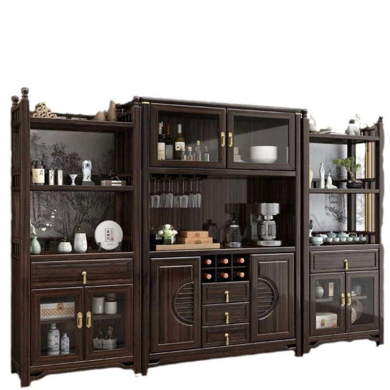 New Chinese solid wood dining side cabinet integrated retro shelf against the wall
New Chinese solid wood dining side cabinet integrated retro shelf against the wall