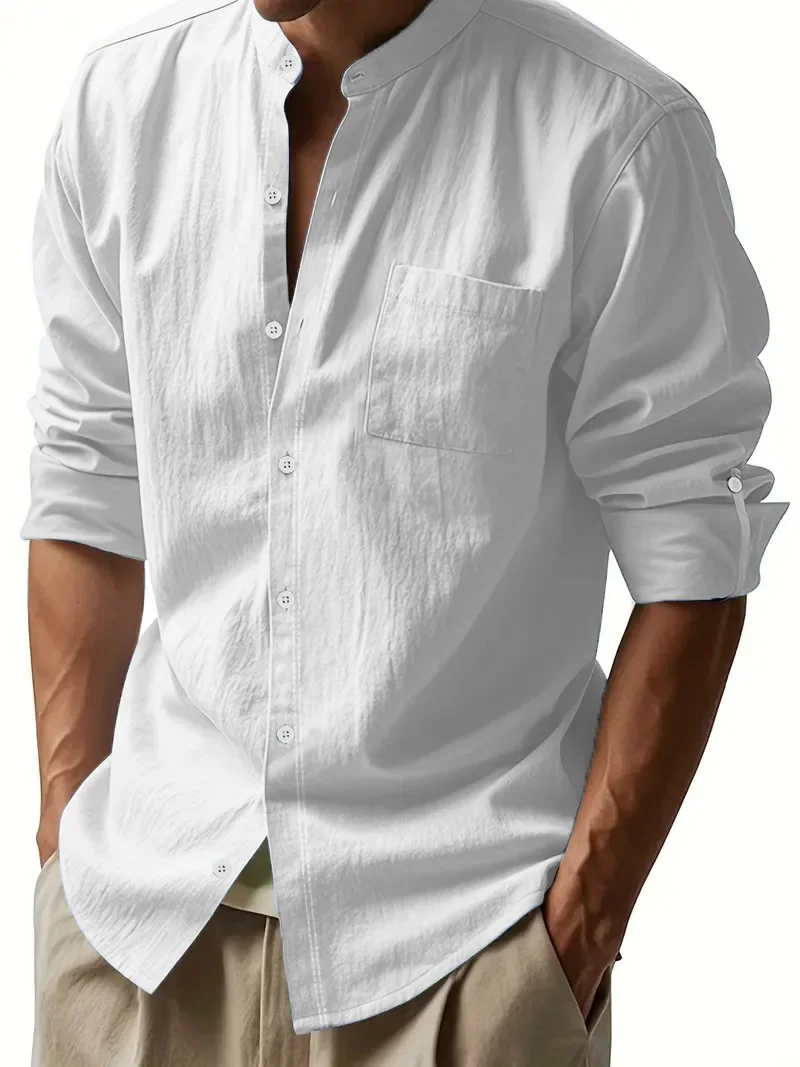 Men's Button-down Collar Shirt with Pocket, Plain Color, Classic Basic Casual Summer Long-sleeved Tops
Men's Button-down Collar Shirt with Pocket, Plain Color, Classic Basic Casual Summer Long-sleeved Tops