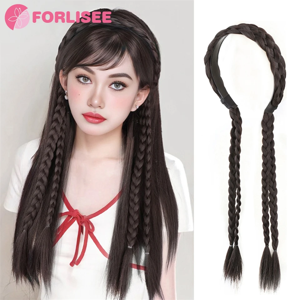 FORLISEE Synthetic Braided Wig Headband One-piece Hand-woven Fishbone Braid Double Braid Headband Headdress
FORLISEE Synthetic Braided Wig Headband One-piece Hand-woven Fishbone Braid Double Braid Headband Headdress