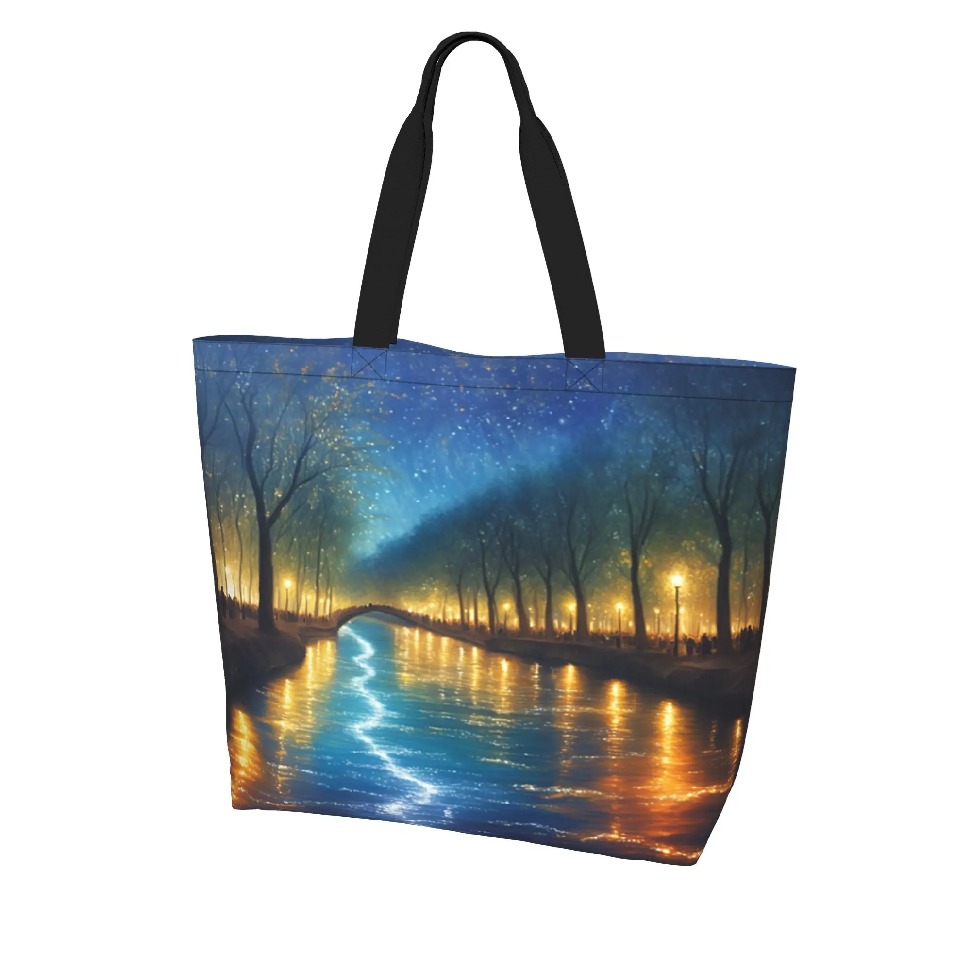Women's Large Tote Bag with Night River Bridge Painting For Shopping And Going Out Bag
Women's Large Tote Bag with Night River Bridge Painting For Shopping And Going Out Bag