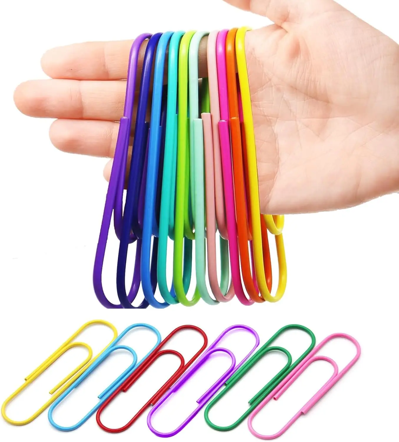 50 Pack 4 Inches Jumbo Paper Clips, Vinyl Coated Multicolored Extra Large for Office School Document Organizing
50 Pack 4 Inches Jumbo Paper Clips, Vinyl Coated Multicolored Extra Large for Office School Document Organizing