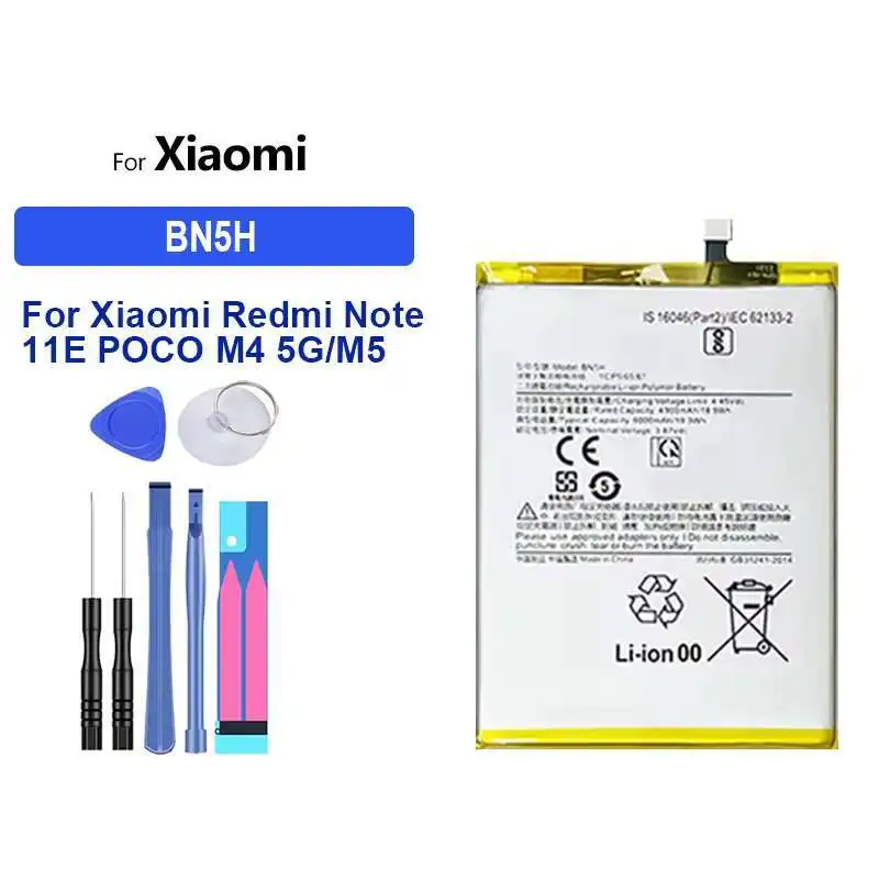 Аккумулятор мобильного телефона BN5H 5000 мАч для Xiaomi Redmi Note 11e Note 11E Poco M4 5G M5
Аккумулятор мобильного телефона BN5H 5000 мАч для Xiaomi Redmi Note 11e Note 11E Poco M4 5G M5