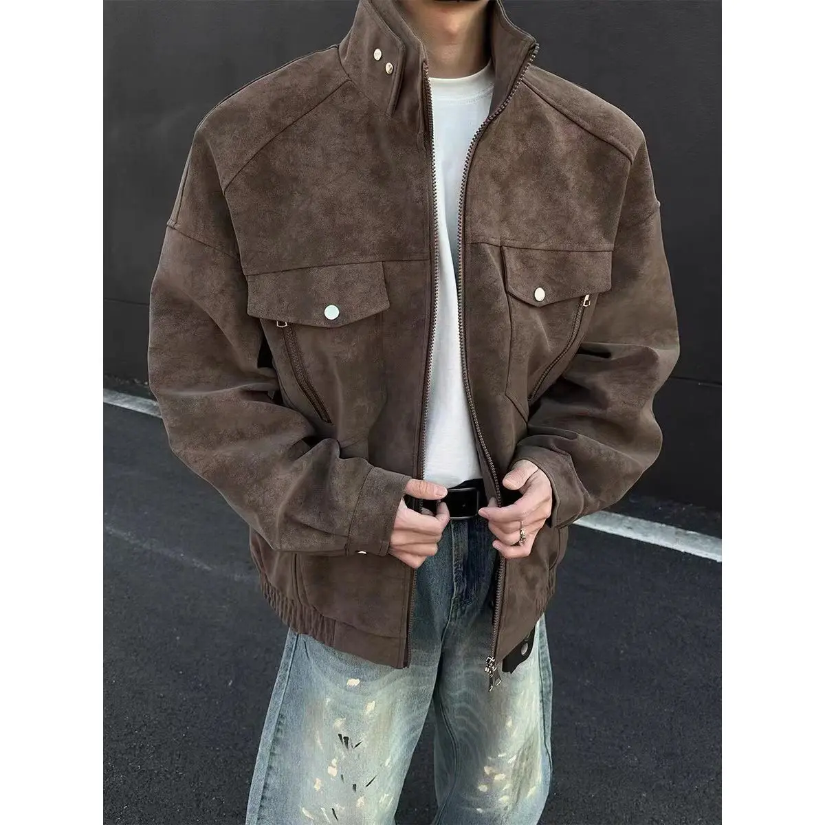 American Sle Double Collar PU Leather Jaet Zipper Motorcycle Jaet Trendy Outerwear for Men And Women Spring Autumn Winter
American Sle Double Collar PU Leather Jaet Zipper Motorcycle Jaet Trendy Outerwear for Men And Women Spring Autumn Winter