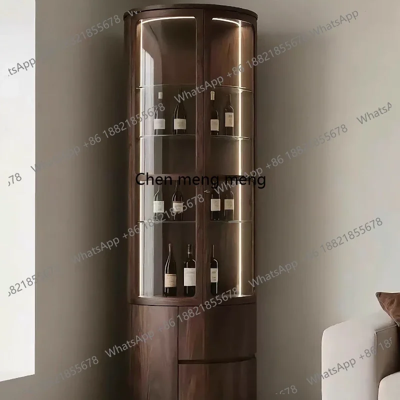 Black walnut glass wine cabinet Italian minimalist solid wood round display living room storage cabinet
Black walnut glass wine cabinet Italian minimalist solid wood round display living room storage cabinet