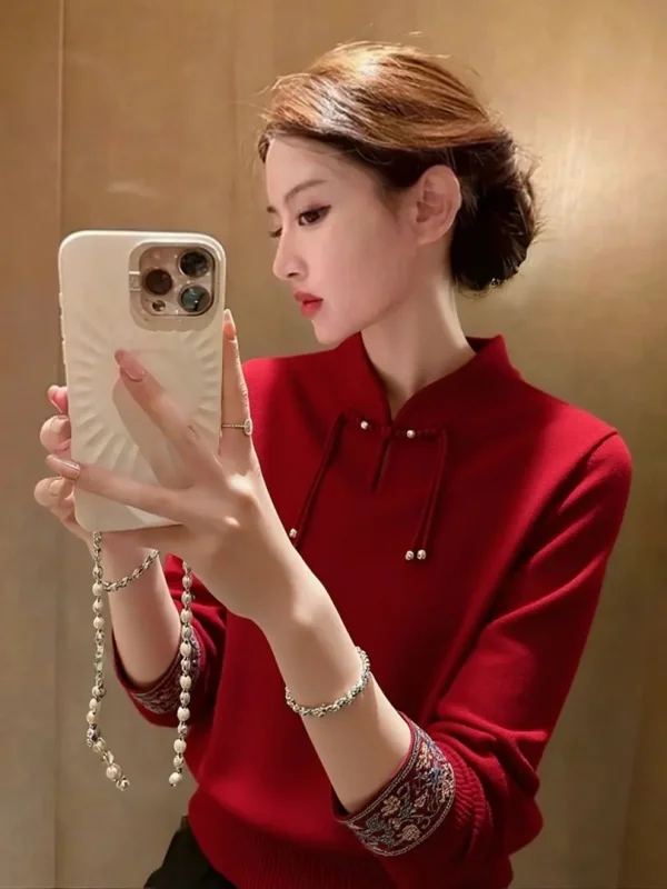 Уникальный красивый красный вязаный свитер в новом китайском национальном стиле, свободного кроя, удобный, длинный, теплый, модный
Уникальный красивый красный вязаный свитер в новом китайском национальном стиле, свободного кроя, удобный, длинный, теплый, модный