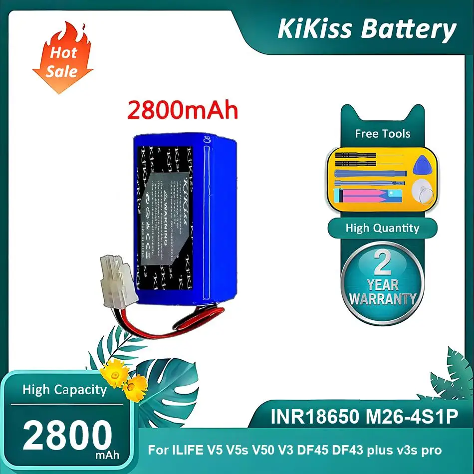 KiKiss Battery For ILIFE V5 V5s V50 V3 DF45 DF43 plus v3s pro Robot Vacuum Cleaner,INR18650 M26-4S1P,2800mAh
KiKiss Battery For ILIFE V5 V5s V50 V3 DF45 DF43 plus v3s pro Robot Vacuum Cleaner,INR18650 M26-4S1P,2800mAh