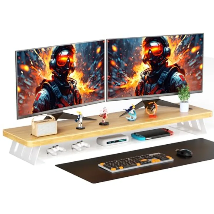 Dual Monitor Stand Riser, 39 Inch Large Wood Monitor Stands for 2 Monitors, Desk Monitor Riser for Computer/Laptop/Printer/TV,
Dual Monitor Stand Riser, 39 Inch Large Wood Monitor Stands for 2 Monitors, Desk Monitor Riser for Computer/Laptop/Printer/TV,