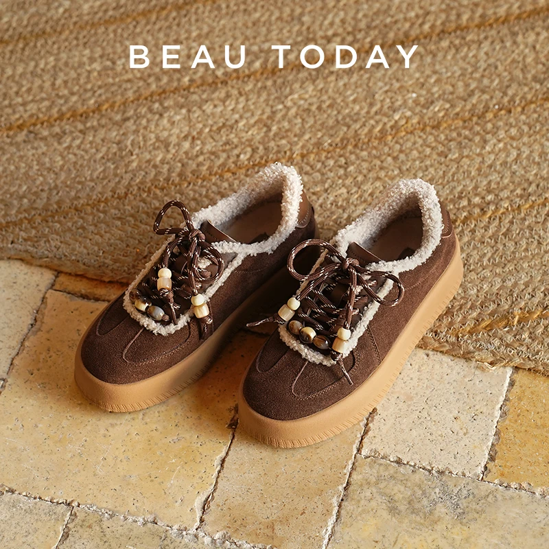 BEAUTODAY Casual Furry Sneakers Women Cow Suede Leather String Bead Traniers Lace-up Female Shoes Handmade 29972
BEAUTODAY Casual Furry Sneakers Women Cow Suede Leather String Bead Traniers Lace-up Female Shoes Handmade 29972
