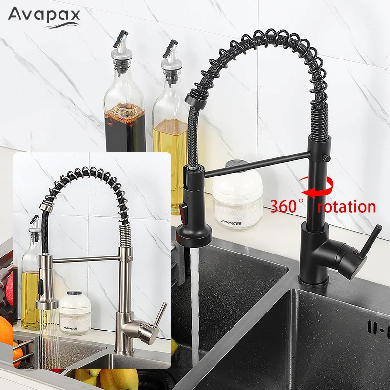 Черный кухонный смеситель Avapax, 360 градусов, кухонный смеситель, кран с распылителем, латунная кухонная раковина, Смесители горячей и холодной воды
Черный кухонный смеситель Avapax, 360 градусов, кухонный смеситель, кран с распылителем, латунная кухонная раковина, Смесители горячей и холодной воды