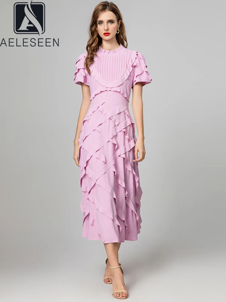 AELESEEN Runway Fashion Solid Midi Dress Women Spring Summer Pink Yellow Layers Ruffles Pleated Elegant Party Female Vestidos
AELESEEN Runway Fashion Solid Midi Dress Women Spring Summer Pink Yellow Layers Ruffles Pleated Elegant Party Female Vestidos