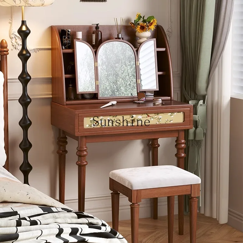 Small apartment European French furniture solid wood small mirror makeup table retro solid wood dresser
Small apartment European French furniture solid wood small mirror makeup table retro solid wood dresser