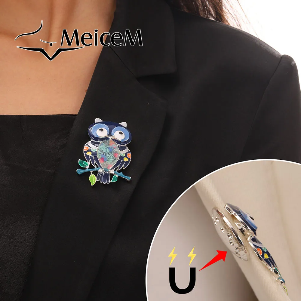 MeiceM Magnetic Button Brooch Zinc Alloy Animal Big-Eyed Owl Colorful Drop Oil Exquisite Design Stylish Elegant Brooch For Women
MeiceM Magnetic Button Brooch Zinc Alloy Animal Big-Eyed Owl Colorful Drop Oil Exquisite Design Stylish Elegant Brooch For Women