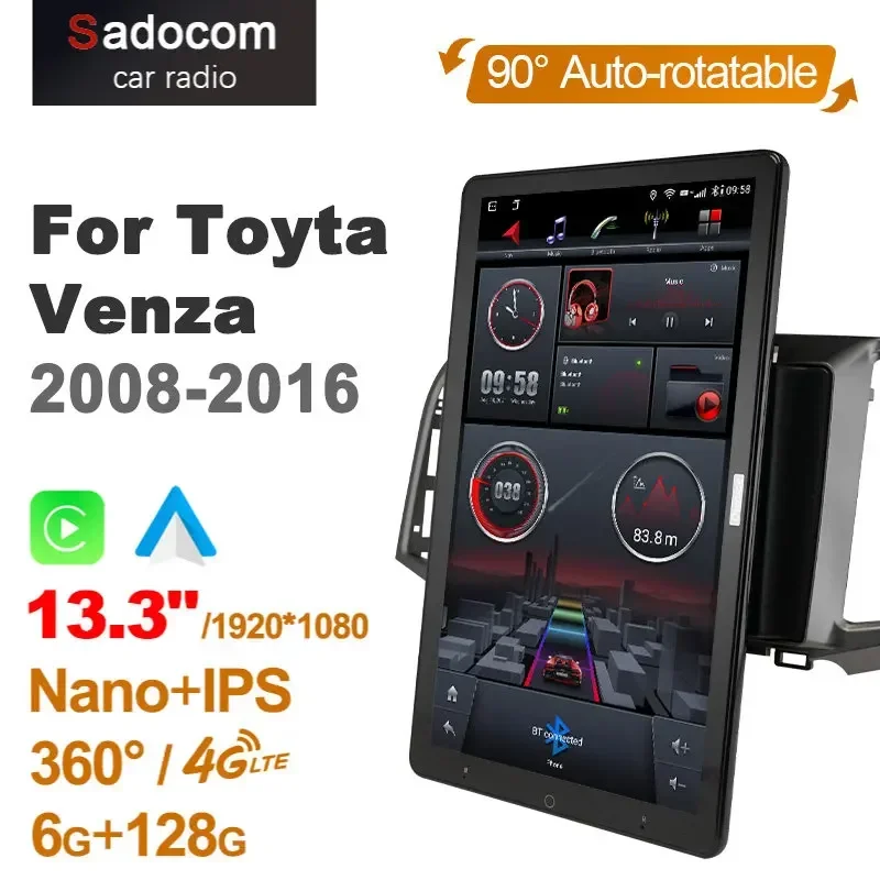 1920*1080 IPS DSP Android 10.0 for Toyota Venza 2008-2016 Car Radio Audio 13.3'' IPS Rotatable 360 6G 128G Tesla Style 2 din
1920*1080 IPS DSP Android 10.0 for Toyota Venza 2008-2016 Car Radio Audio 13.3'' IPS Rotatable 360 6G 128G Tesla Style 2 din