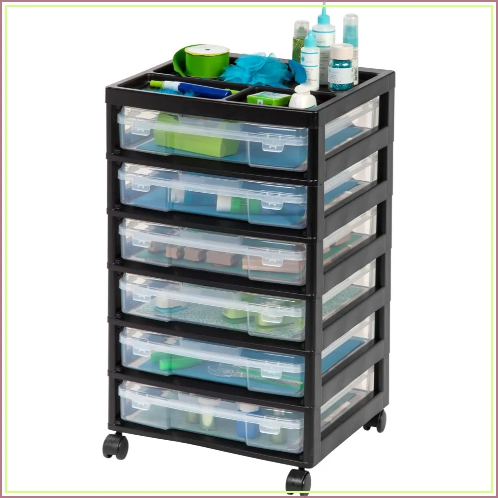 6-Tier Rolling Storage Cart for 12x12 Paper, Clear Cases with Handle, Black
6-Tier Rolling Storage Cart for 12x12 Paper, Clear Cases with Handle, Black