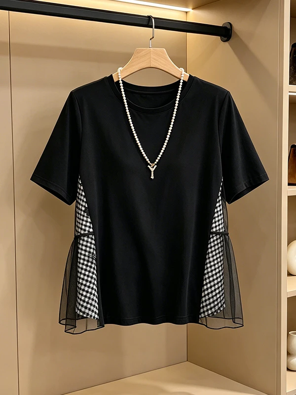 plus Size Lace Trim Loose Short Sleeve T-Shirt Women Summer New Style Belly Covering Slimming Top Korean Style round Neck
plus Size Lace Trim Loose Short Sleeve T-Shirt Women Summer New Style Belly Covering Slimming Top Korean Style round Neck