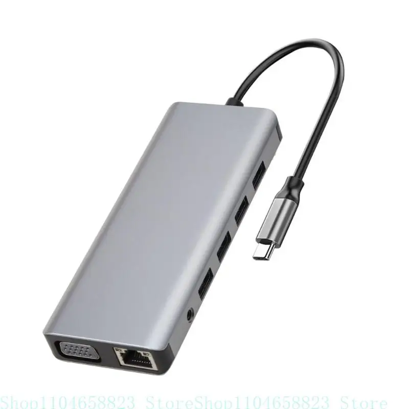 Док-станция USB C, адаптер-концентратор 12 в 1, совместимый с 4K + VGA + порт USB + PD 100 Вт + Ethernet + TF + аудио 3,5 мм
Док-станция USB C, адаптер-концентратор 12 в 1, совместимый с 4K + VGA + порт USB + PD 100 Вт + Ethernet + TF + аудио 3,5 мм