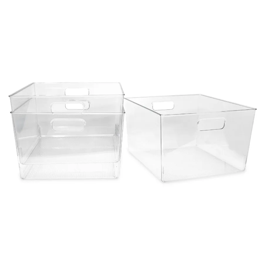 Clear Bin Organizers with Handles, Extra-Large, 3-Pack Stackable Plastic Storage Bins for Kitchen, Pantry, Fridge, and Home Org
Clear Bin Organizers with Handles, Extra-Large, 3-Pack Stackable Plastic Storage Bins for Kitchen, Pantry, Fridge, and Home Org