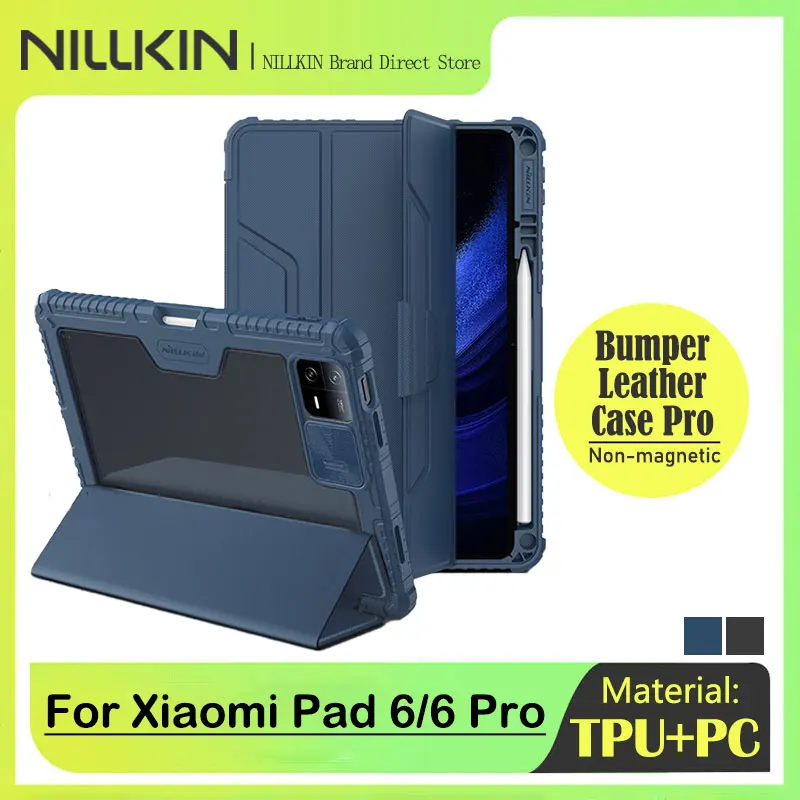 NILLKIN Bumper Leather Case for Xiaomi Pad 6/Pad 6 Pro, Foldable Stand, PU Leather Flip Cover, Auto-Wake/Sleep, Sliding Camera
NILLKIN Bumper Leather Case for Xiaomi Pad 6/Pad 6 Pro, Foldable Stand, PU Leather Flip Cover, Auto-Wake/Sleep, Sliding Camera