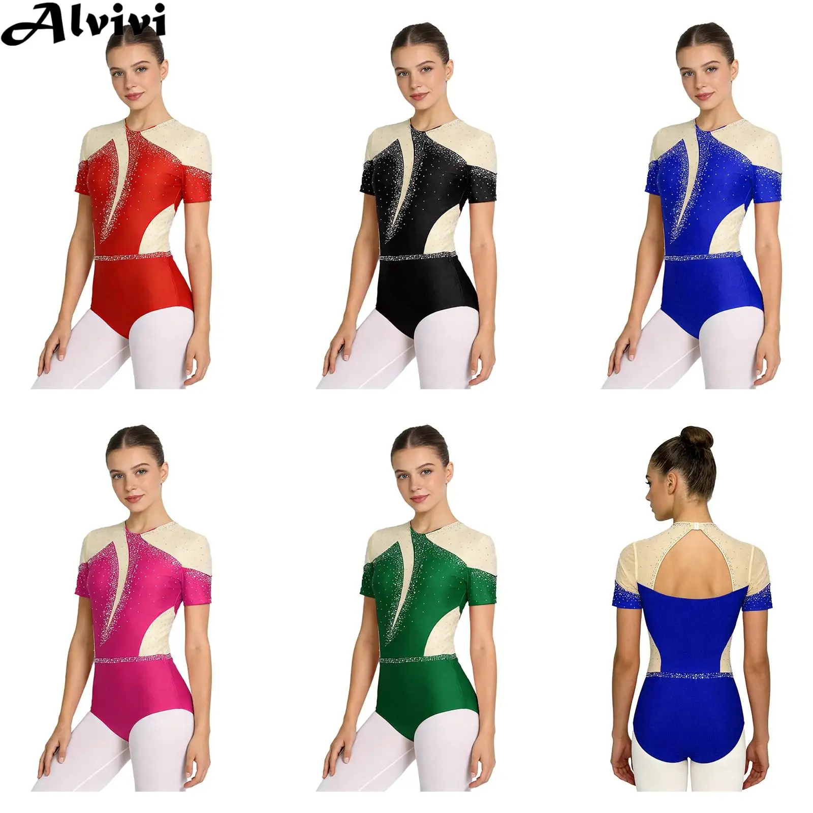 Женское боди с коротким рукавом и стразами из прозрачной сетки для фигурного катания, художественная гимнастика, акробатика, балетный танцевальный купальник, танцевальная одежда
Женское боди с коротким рукавом и стразами из прозрачной сетки для фигурного катания, художественная гимнастика, акробатика, балетный танцевальный купальник, танцевальная одежда