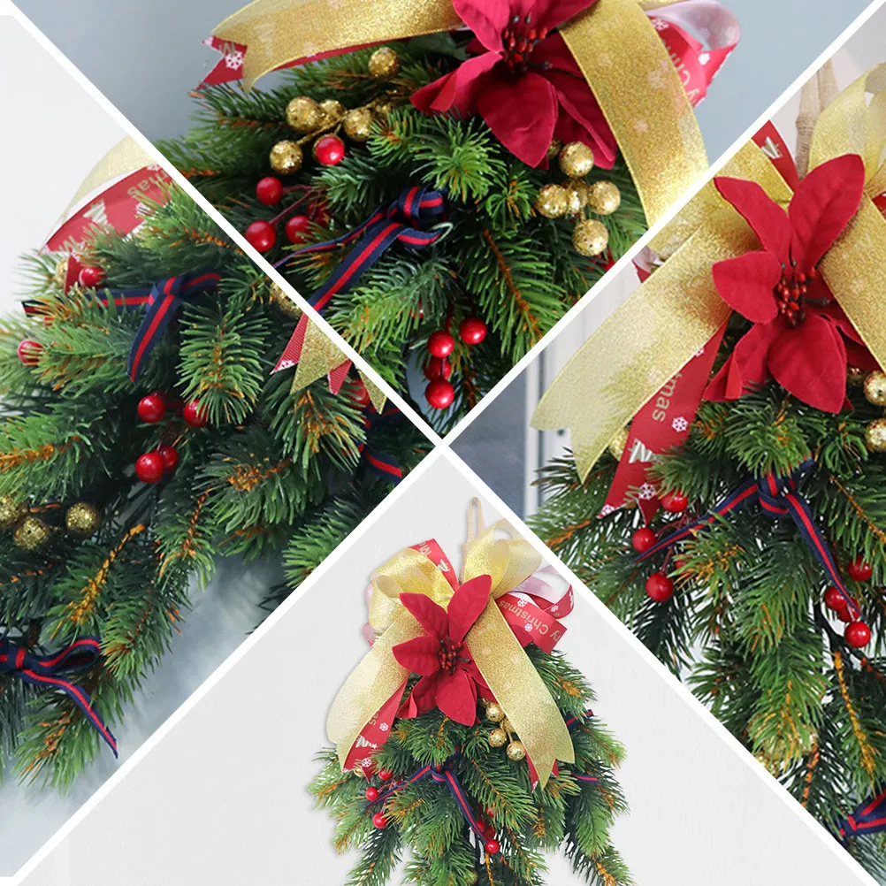 1Pcs Christmas Wreath Pine Branch Pendant Hanging Green 45x25cm Realistic Texture Upside Down Festival Decoration Bow Ribbon
1Pcs Christmas Wreath Pine Branch Pendant Hanging Green 45x25cm Realistic Texture Upside Down Festival Decoration Bow Ribbon
