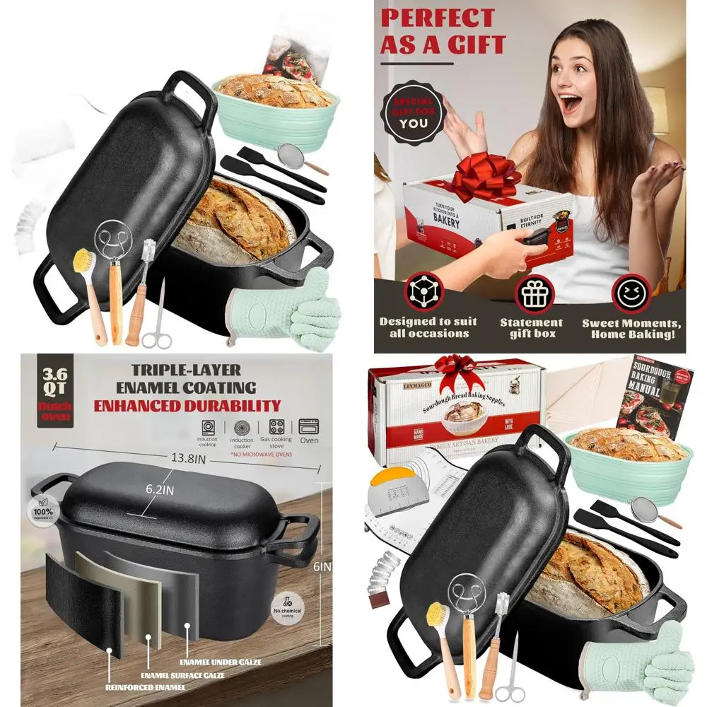 Овальная чугунная сковорода-казан 11 дюймов с крышкой, набор для выпечки хлеба на закваске, корзина для расстойки теста 3,6 кварты
Овальная чугунная сковорода-казан 11 дюймов с крышкой, набор для выпечки хлеба на закваске, корзина для расстойки теста 3,6 кварты