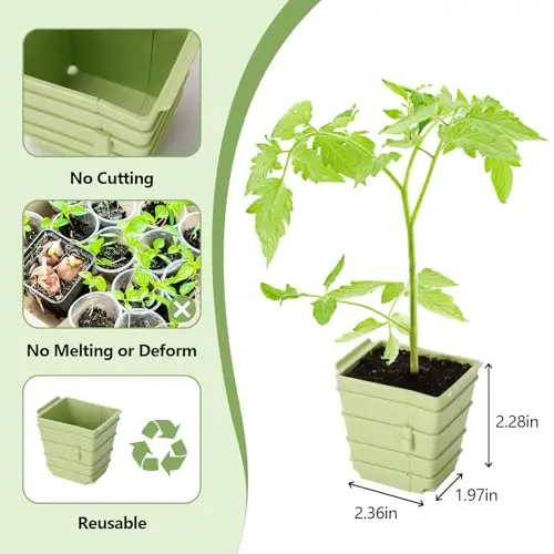 8-Pack Reusable Side-Open Seedling Tray, 48 Modular Detachable Cells, 2.36×2.28 Inch Large Size For Indoor Outdoor Gardening
8-Pack Reusable Side-Open Seedling Tray, 48 Modular Detachable Cells, 2.36×2.28 Inch Large Size For Indoor Outdoor Gardening