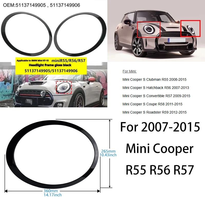Gloss Black Headlight Trim Rings Bezel Cover For 2007-2015 Mini Cooper R55 R56 R57 2008 2009 2010 2011 2012 2013 2014
Gloss Black Headlight Trim Rings Bezel Cover For 2007-2015 Mini Cooper R55 R56 R57 2008 2009 2010 2011 2012 2013 2014
