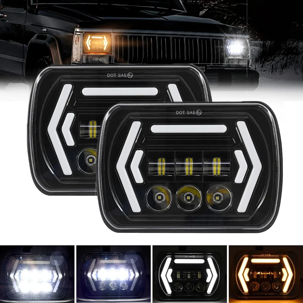 2Pcs 5x7 7x6 Inch LED Headlight Square Hi/Lo Beam Projector Headlamp With DRL Light For Jeep Wrangler XJ TJ Chevy Ford Truck
2Pcs 5x7 7x6 Inch LED Headlight Square Hi/Lo Beam Projector Headlamp With DRL Light For Jeep Wrangler XJ TJ Chevy Ford Truck