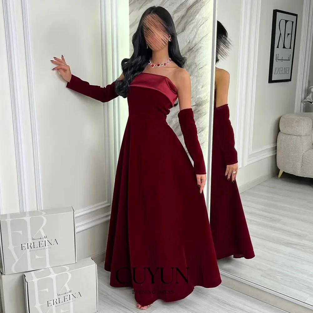 CUYUN Customized Velvet Off Shoulder Prom Dress 2025 Long Sleeve Backless Lace Up Elegant Formal Dress Birthday Party Dress
CUYUN Customized Velvet Off Shoulder Prom Dress 2025 Long Sleeve Backless Lace Up Elegant Formal Dress Birthday Party Dress