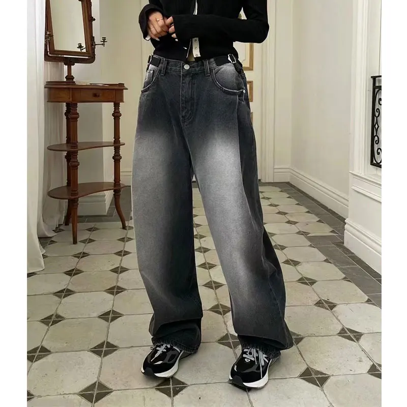 Retro Faded Denim High Waist Buckle Wide Leg Straight Long Pants Women Fashionable Versatile Jeans Blue Denim Casual Trousers
Retro Faded Denim High Waist Buckle Wide Leg Straight Long Pants Women Fashionable Versatile Jeans Blue Denim Casual Trousers