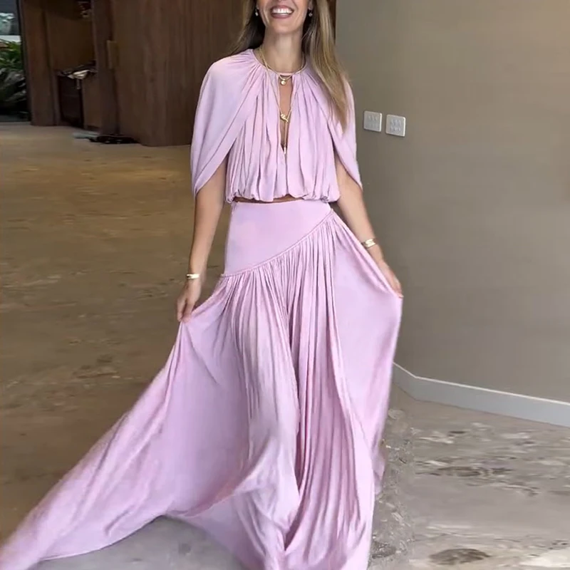Elegant Lady Loose Pleat Skirts Sets Fashion Design Style Solid Hollow Out Outfit Summer V-neck Sleeveless Crop Tops&Skirts Sets
Elegant Lady Loose Pleat Skirts Sets Fashion Design Style Solid Hollow Out Outfit Summer V-neck Sleeveless Crop Tops&Skirts Sets