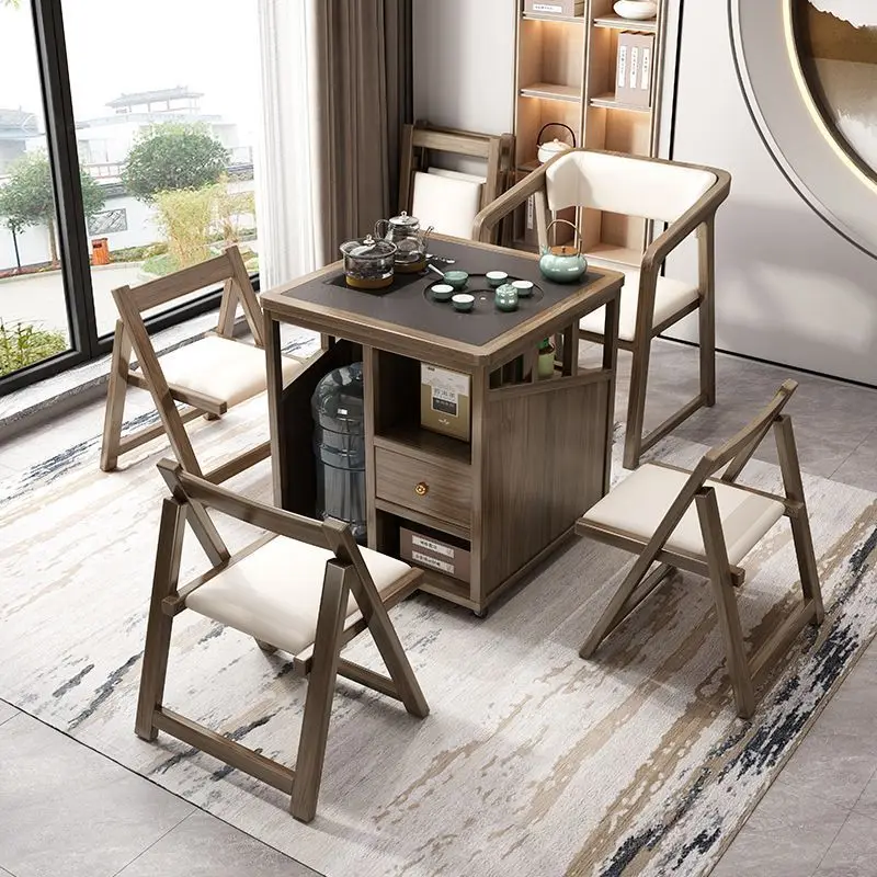 Fully thickened and fully solid wood small tea table and chair combination mobile integrated small tea table coffee table tea
Fully thickened and fully solid wood small tea table and chair combination mobile integrated small tea table coffee table tea