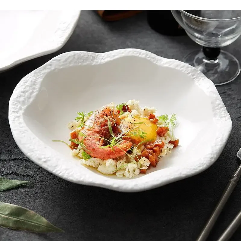Simple round ceramic bowl family kitchen solid color tableware snack fruit salad restaurant white pasta steak dinner plate
Simple round ceramic bowl family kitchen solid color tableware snack fruit salad restaurant white pasta steak dinner plate