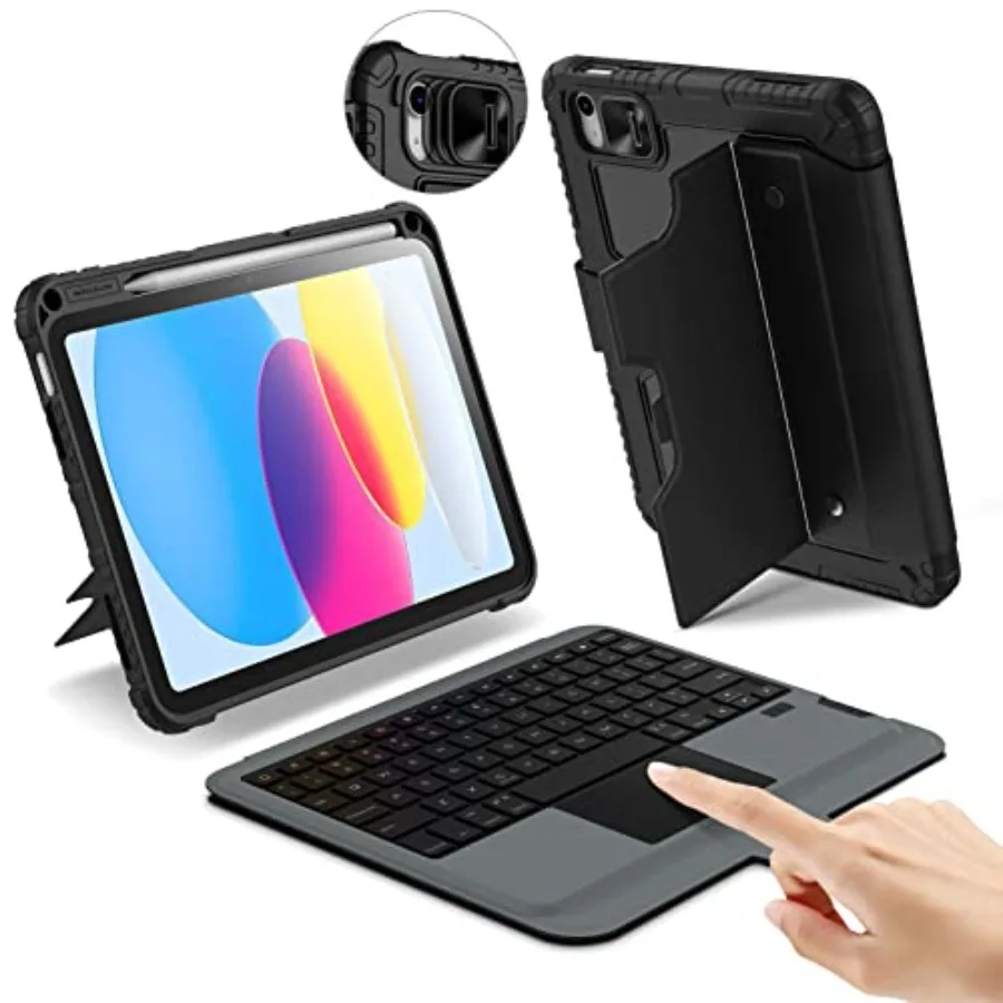 iPad 11th/10th Gen rugged keyboard case with detachable keyboard, Magic Trackpad, portrait/landscape support, camera cover, bla
iPad 11th/10th Gen rugged keyboard case with detachable keyboard, Magic Trackpad, portrait/landscape support, camera cover, bla