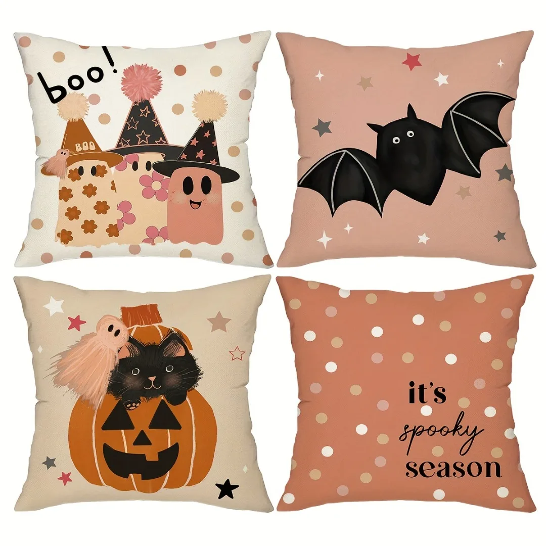4Pcs Halloween Linen Cushion Cover Trick or Treat Theme Pillowcase Cute Style Pillow Cover Halloween Party Decoration 2025
4Pcs Halloween Linen Cushion Cover Trick or Treat Theme Pillowcase Cute Style Pillow Cover Halloween Party Decoration 2025