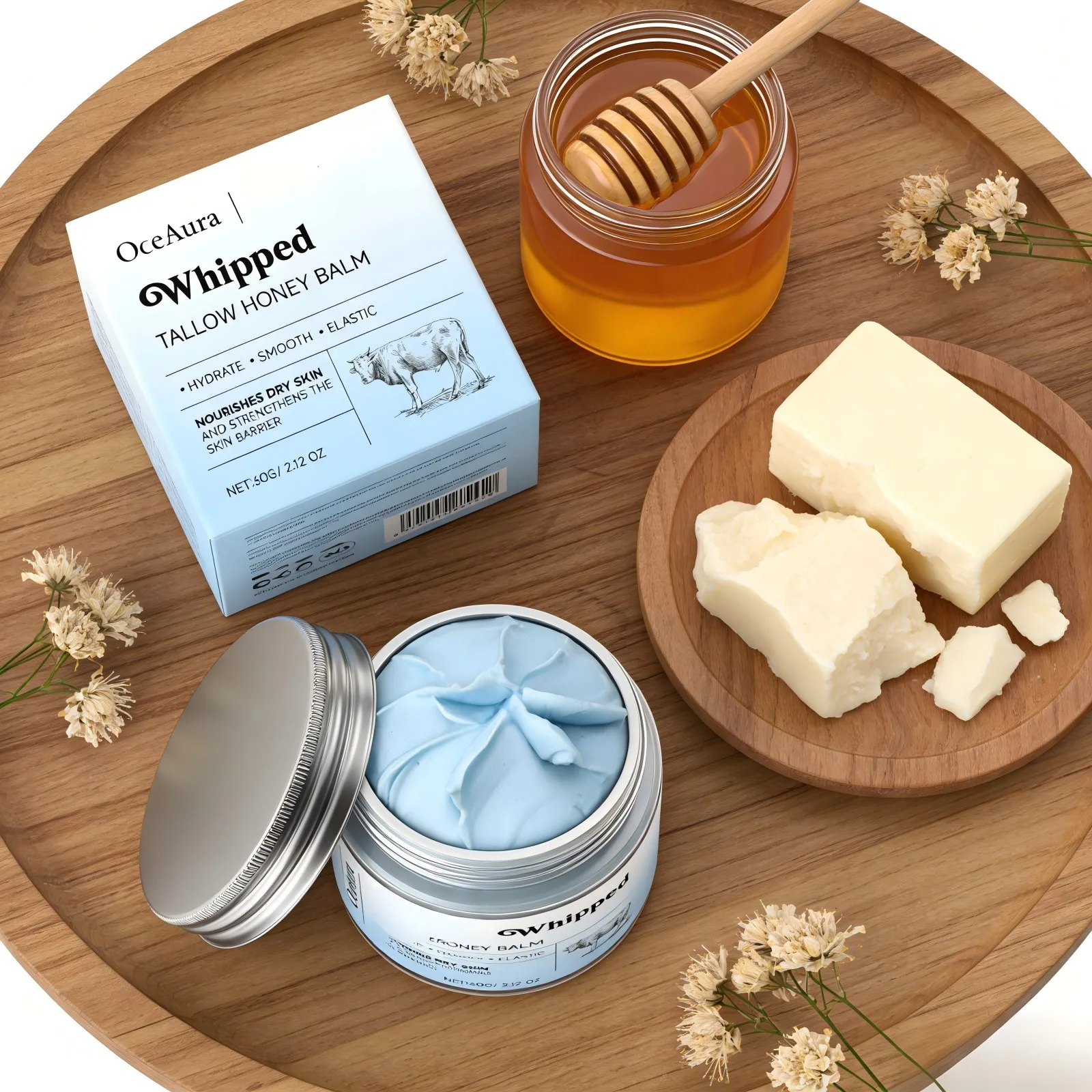 OceAura Whipped Tallow Honey Balm Improve Dryness Sensitive Skin Barrier Repair Copper Peptide Blue Smooth Body Moisturizer 60g
OceAura Whipped Tallow Honey Balm Improve Dryness Sensitive Skin Barrier Repair Copper Peptide Blue Smooth Body Moisturizer 60g