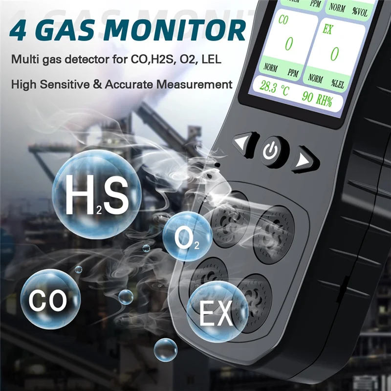 AT19-US PLUG, 4 In 1 Combustible Tester Gas Leak Detector With Sound, Light& Vibration Alarm For O 2, CO H 2 S Gas Monitoring
AT19-US PLUG, 4 In 1 Combustible Tester Gas Leak Detector With Sound, Light& Vibration Alarm For O 2, CO H 2 S Gas Monitoring