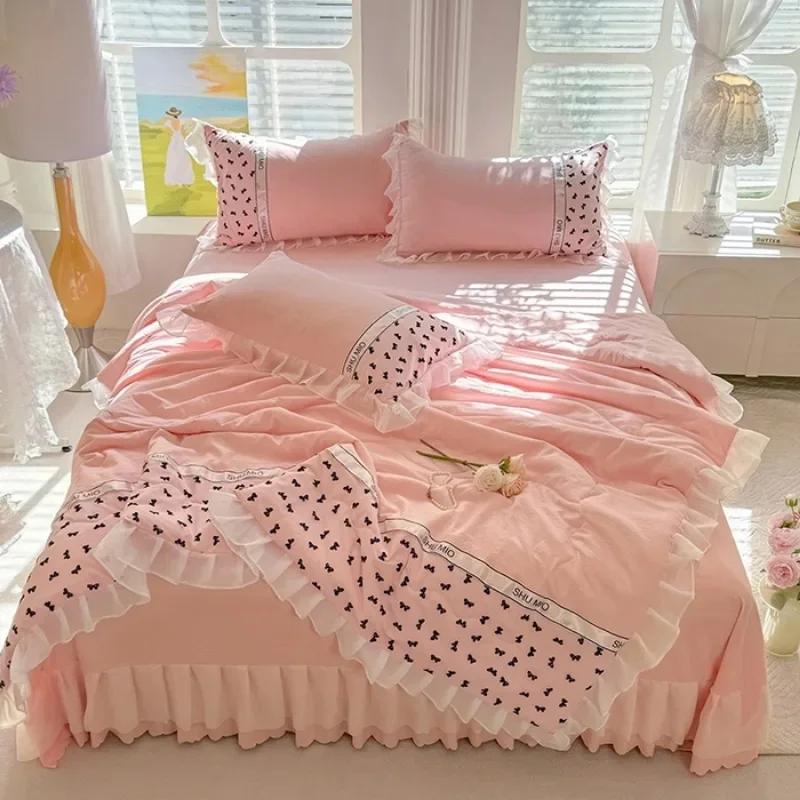 2025 Little Fresh Princess Wind Washed Cotton Summer Quilt Four-piece Bed Skirt Printed Lace Home
2025 Little Fresh Princess Wind Washed Cotton Summer Quilt Four-piece Bed Skirt Printed Lace Home