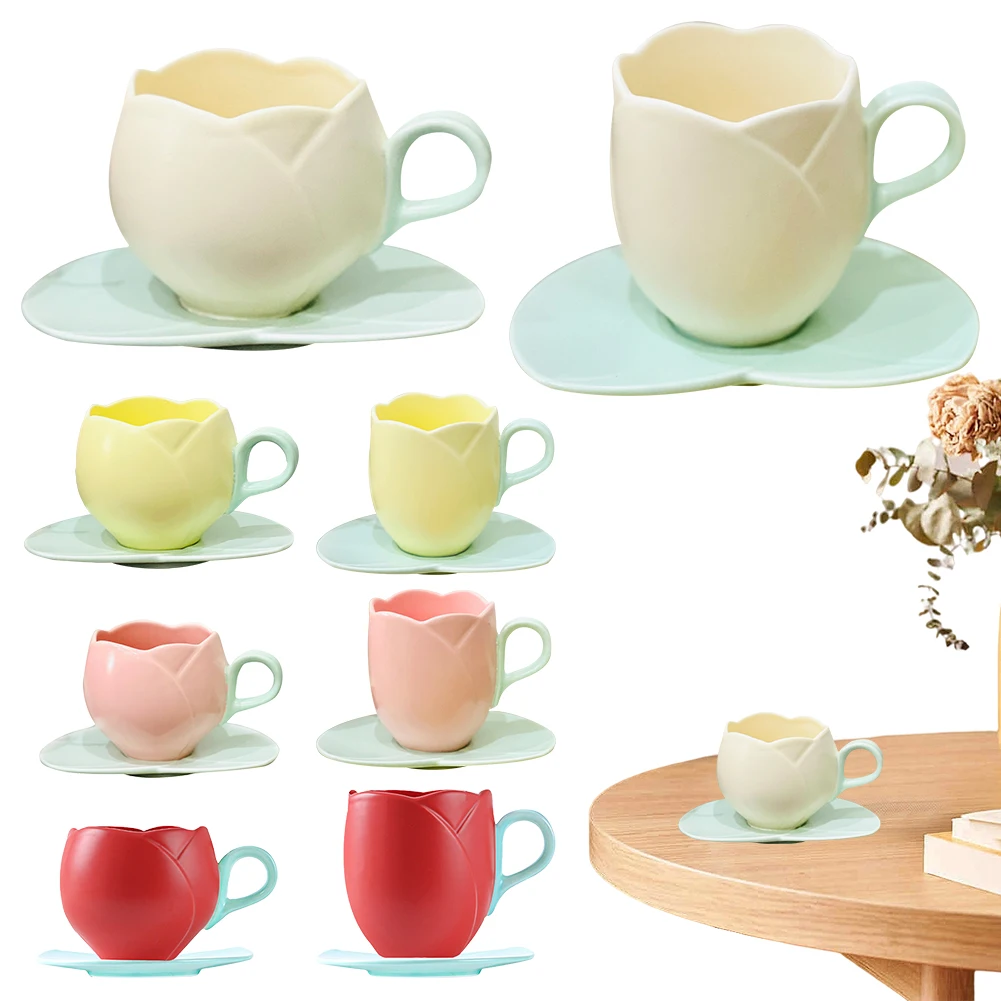 Ceramic Tulip Cups Mug Flower-shaped Coffee Milk Mark Cups Saucers Plate Set Drink Cups with Saucer Ceramic Tulip for Home Tea
Ceramic Tulip Cups Mug Flower-shaped Coffee Milk Mark Cups Saucers Plate Set Drink Cups with Saucer Ceramic Tulip for Home Tea