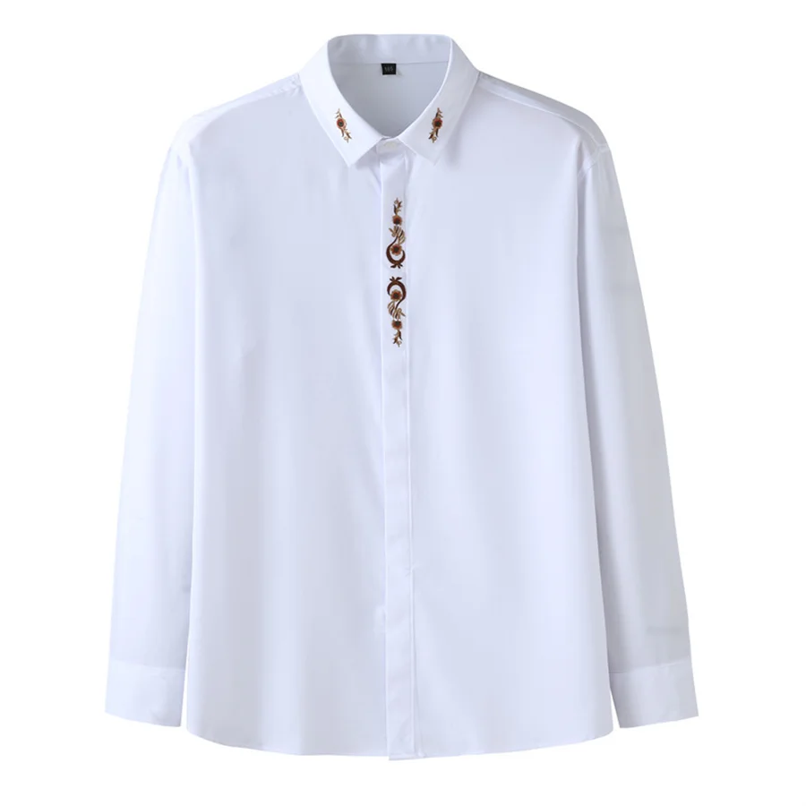 Men's Long Sleeve Shirt Fashion Embroidery Trendy White High Quality Social Dress Shirt Black Loose Tops Plus Size 7XL 8XL 10XL
Men's Long Sleeve Shirt Fashion Embroidery Trendy White High Quality Social Dress Shirt Black Loose Tops Plus Size 7XL 8XL 10XL