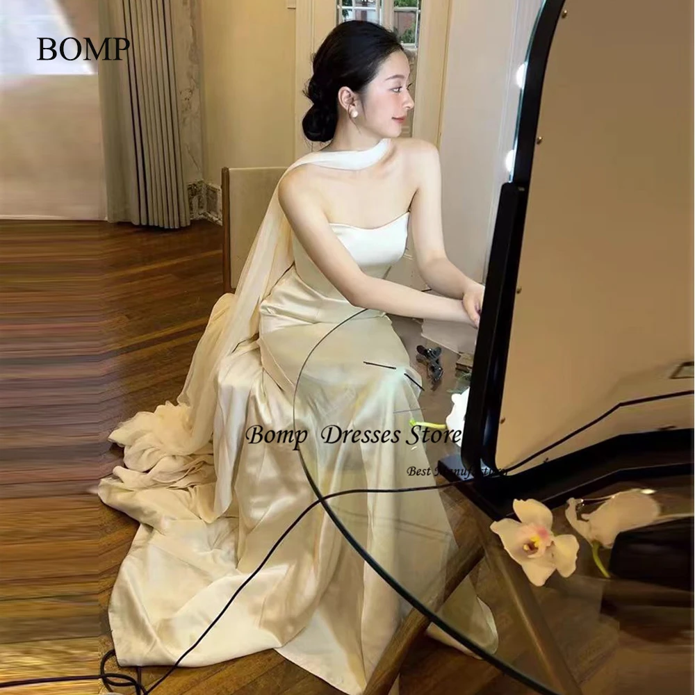BOMP Simple Strapless Mermaid Wedding Dresses Korea Photo shoot Receiption Bride Party Gowns With Scalf Formal Evening Customize
BOMP Simple Strapless Mermaid Wedding Dresses Korea Photo shoot Receiption Bride Party Gowns With Scalf Formal Evening Customize